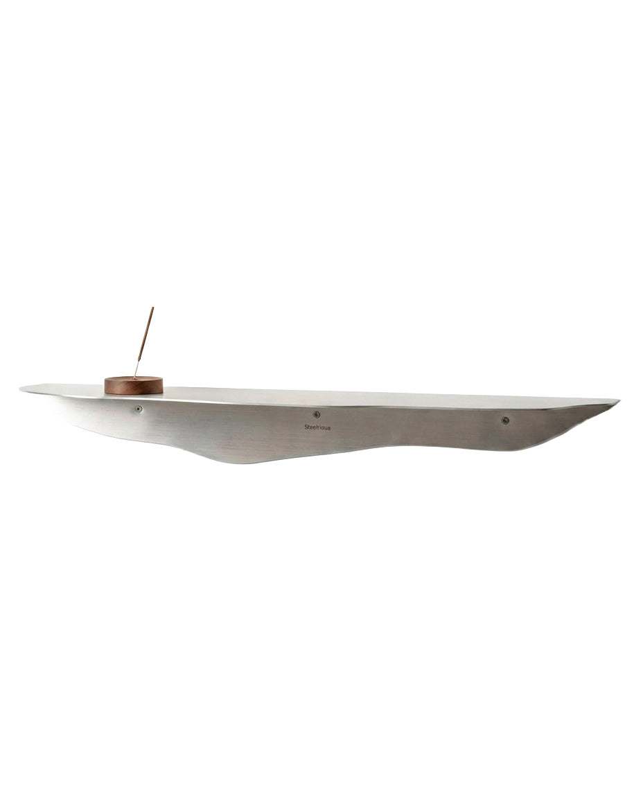 SteelHaus Flow Shelf, aluminium, 95cm – curved wall shelf