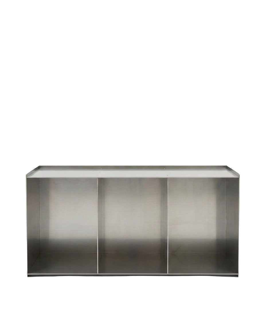 SteelHaus Mono Console, aluminium – three-bay open storage console