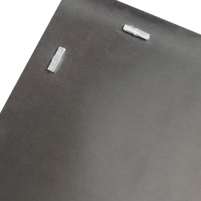 Rivet metal box with exposed rivet design, precision-cut steel construction, durable industrial storage box for tools, essentials, or workspace use
