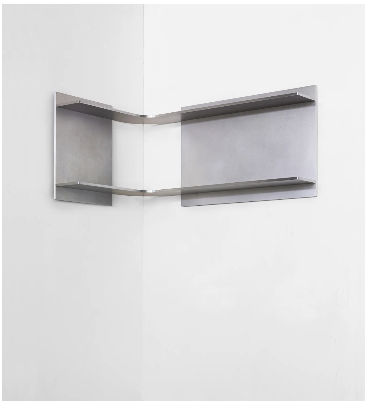 Metal corner shelf on a white background