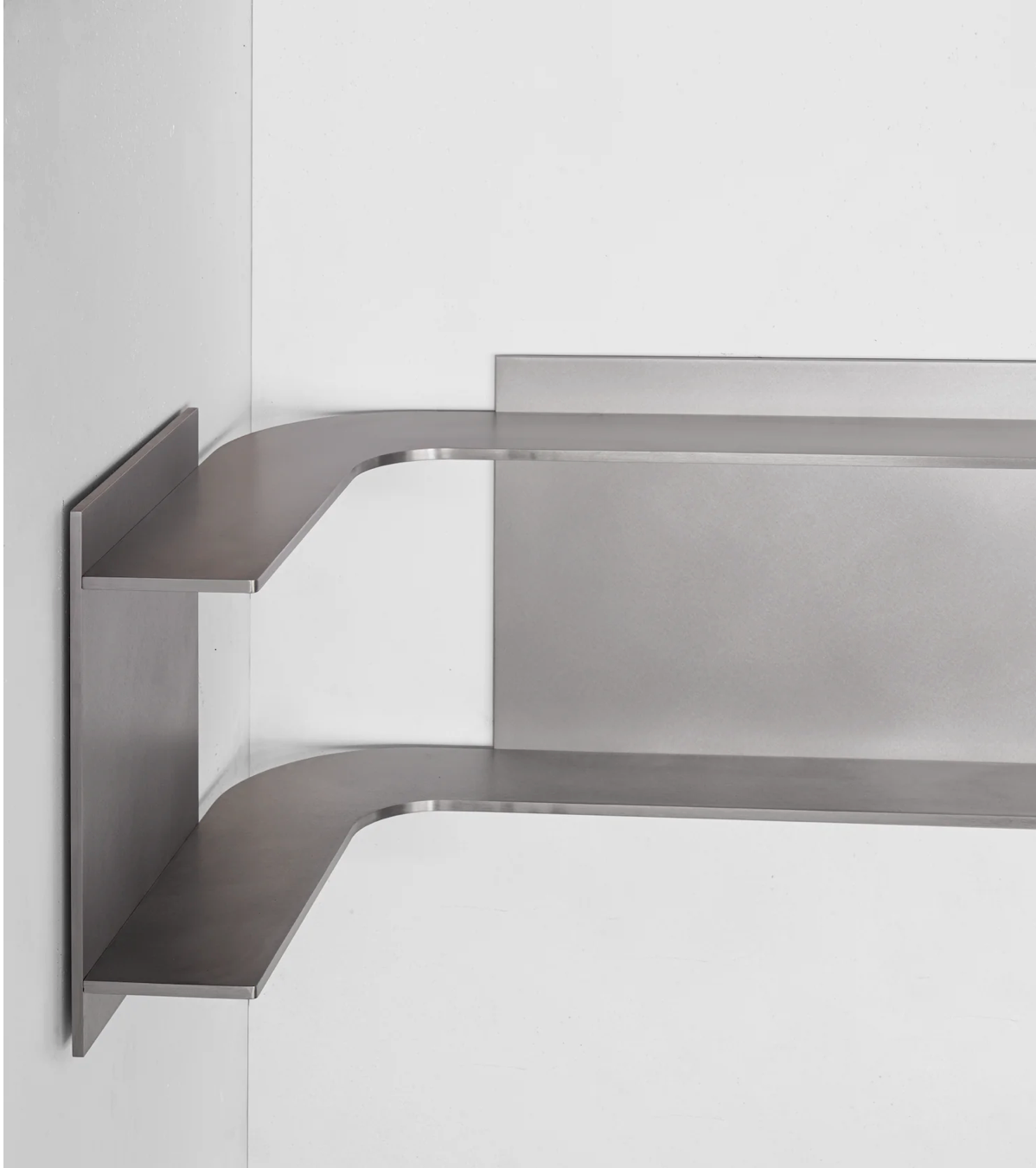 Metal shelf bracket on a white background
