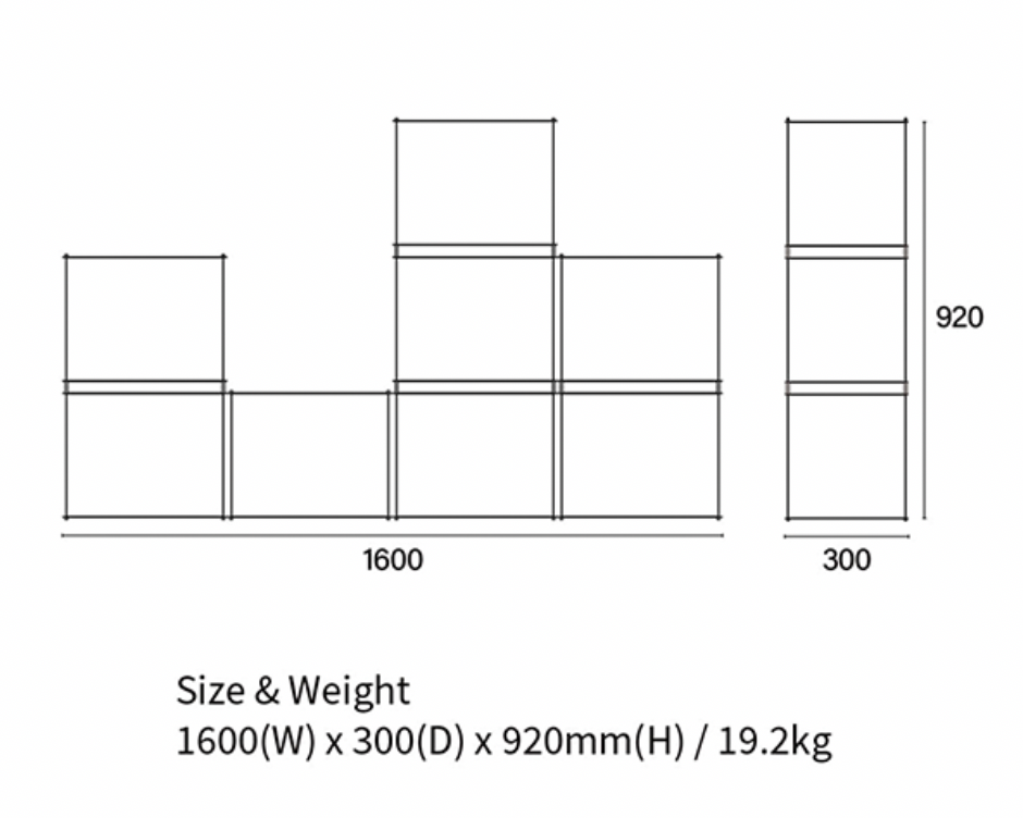 SteelHaus Modular Steel Shelf, 8 module – top view