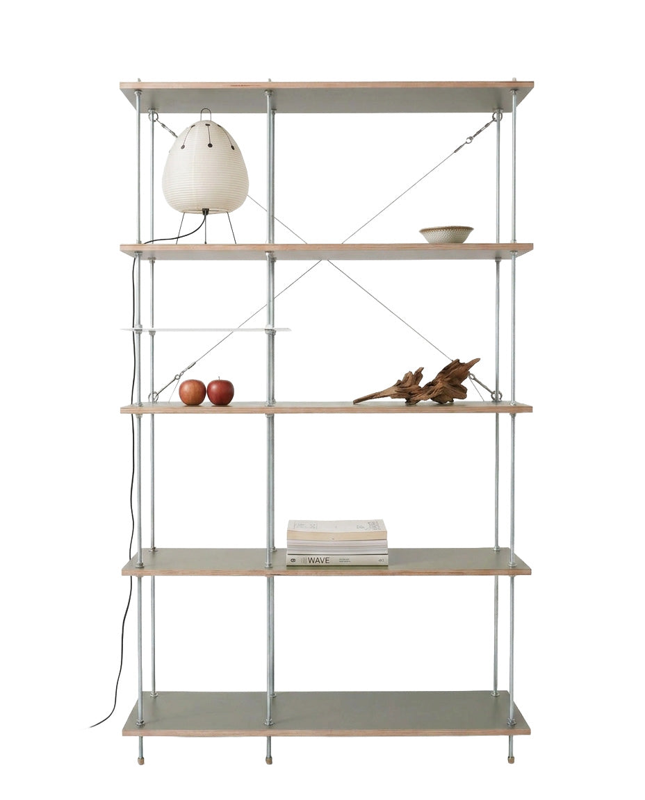 SteelHaus Modular Wood Shelf, 5 module – angled view