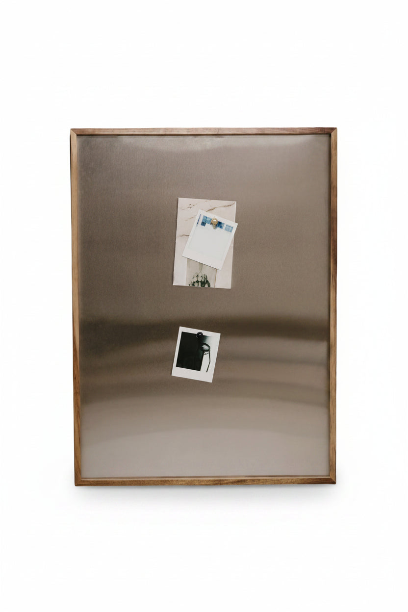 SteelHaus Magnetic Moodboard with Teak Frame – front view