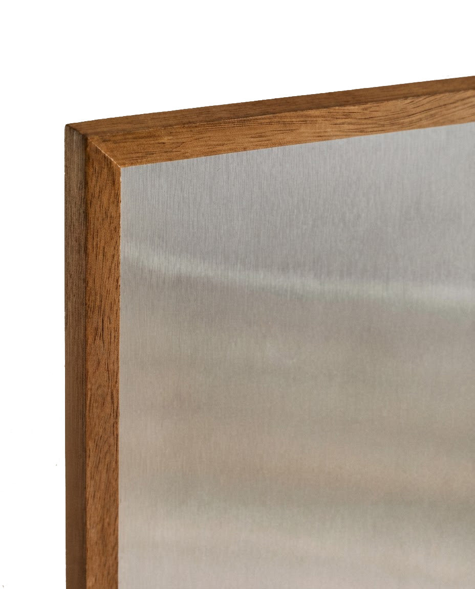 SteelHaus Magnetic Moodboard with Teak Frame – angled view