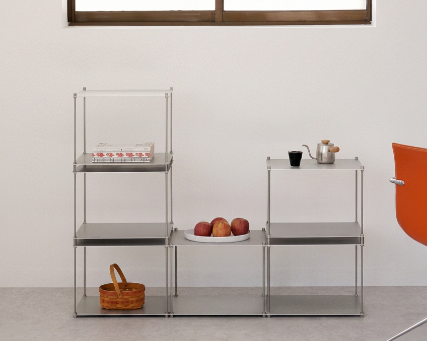SteelHaus Modular Steel Shelf, 6 module – styled in interior