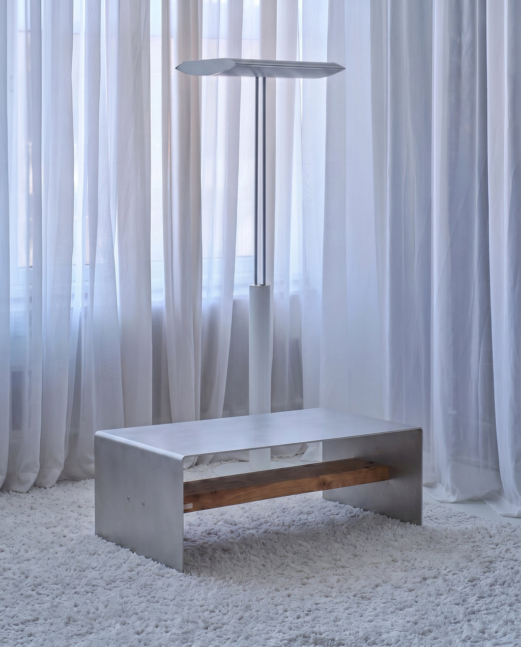 SteelHaus Monolith Coffee Table – detail of hand-brushed aluminium finish