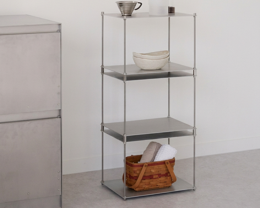 SteelHaus Modular Steel Shelf, 3 module – styled in interior