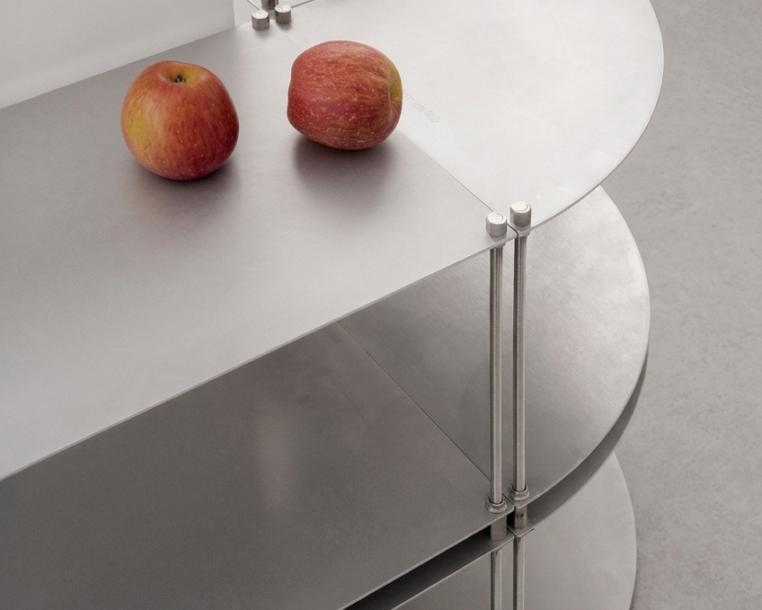 SteelHaus Modular Steel Shelf, curved – lifestyle view