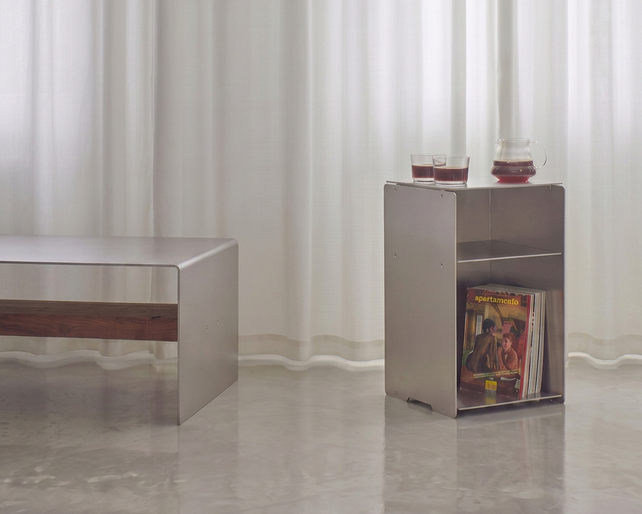 SteelHaus Anodized Side Table – angled view