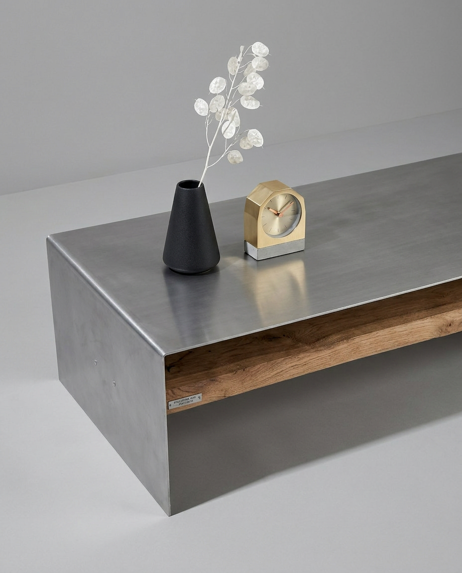 Monolith coffee table - hand brushed