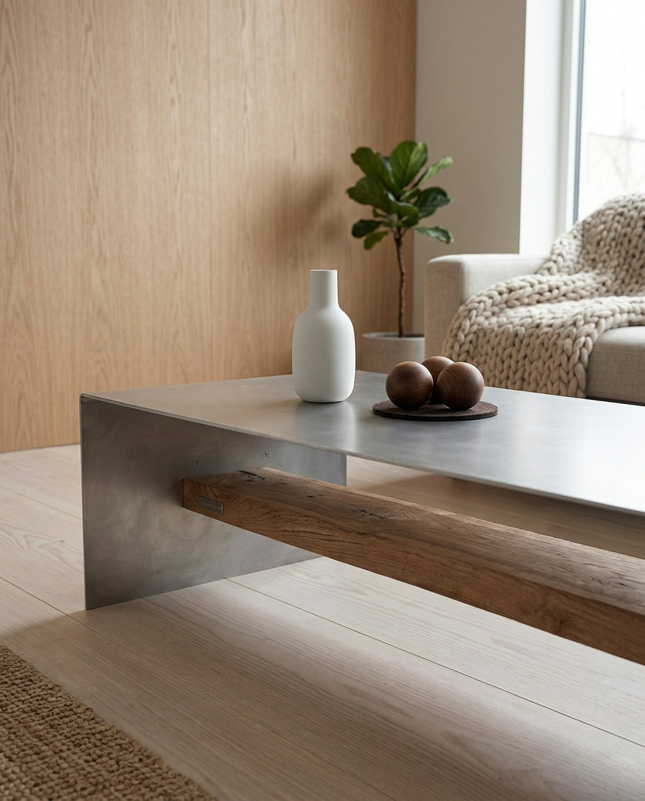 Monolith coffee table - hand brushed