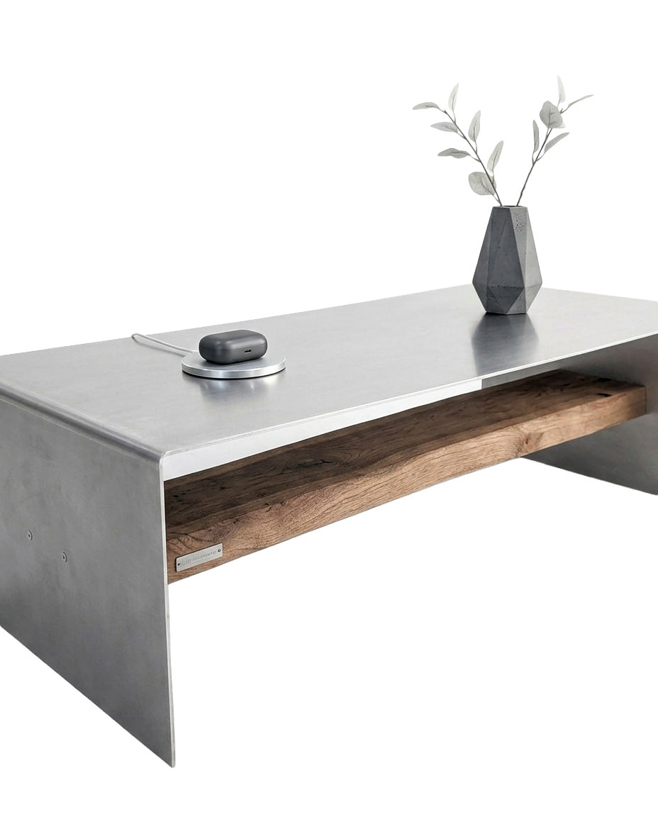 SteelHaus Monolith Coffee Table – detail view of brushed finish