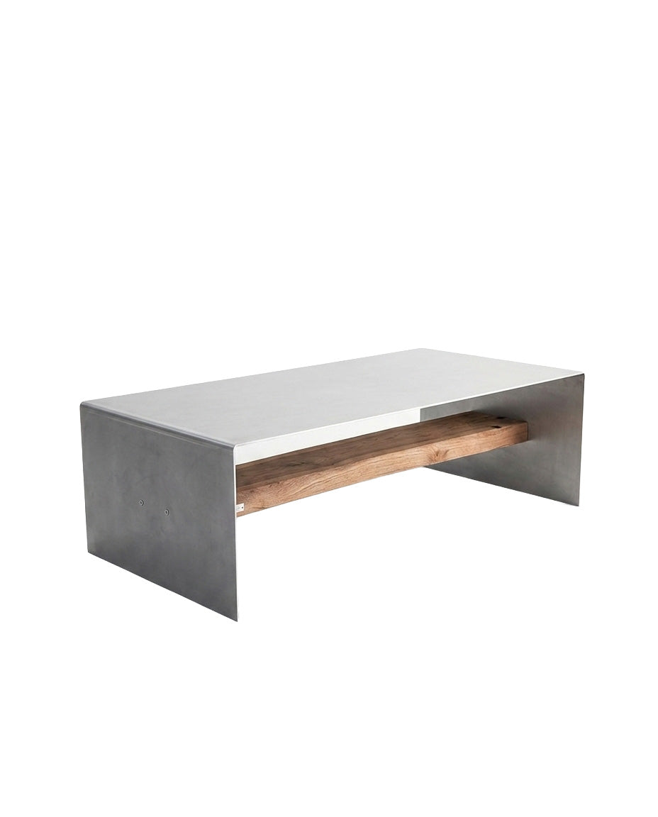 SteelHaus Monolith Coffee Table, hand-brushed aluminium – sculptural coffee table