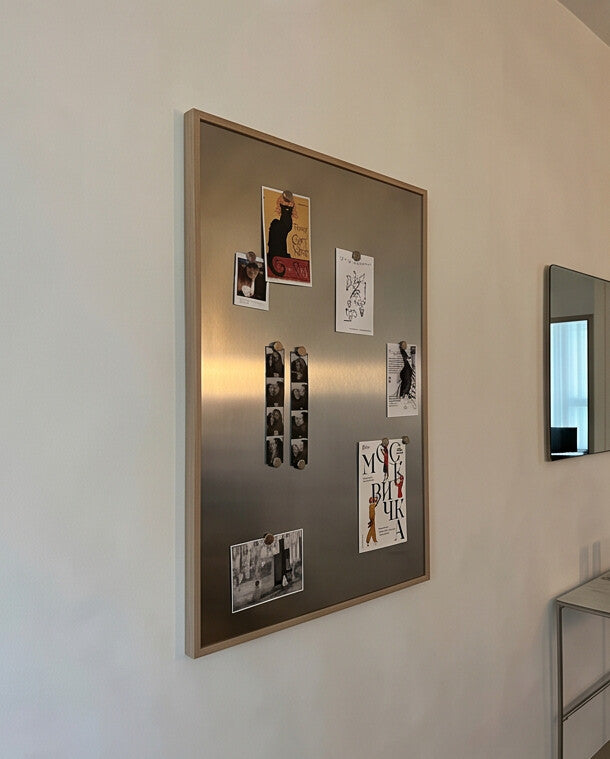 SteelHaus Magnetic Moodboard with Teak Frame – size reference