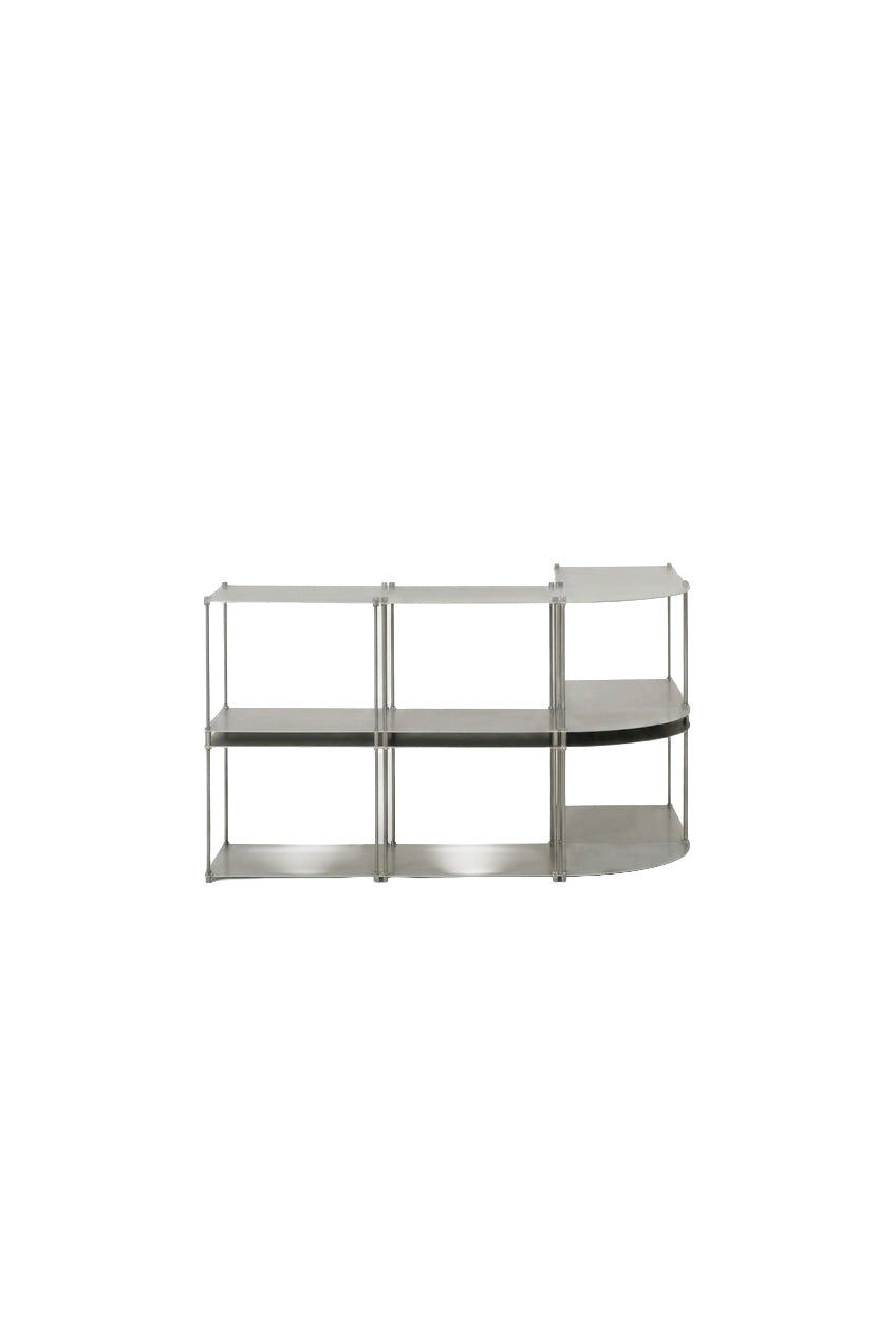 SteelHaus Modular Steel Shelf, curved – angled view