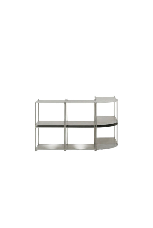 SteelHaus Modular Steel Shelf, curved – angled view